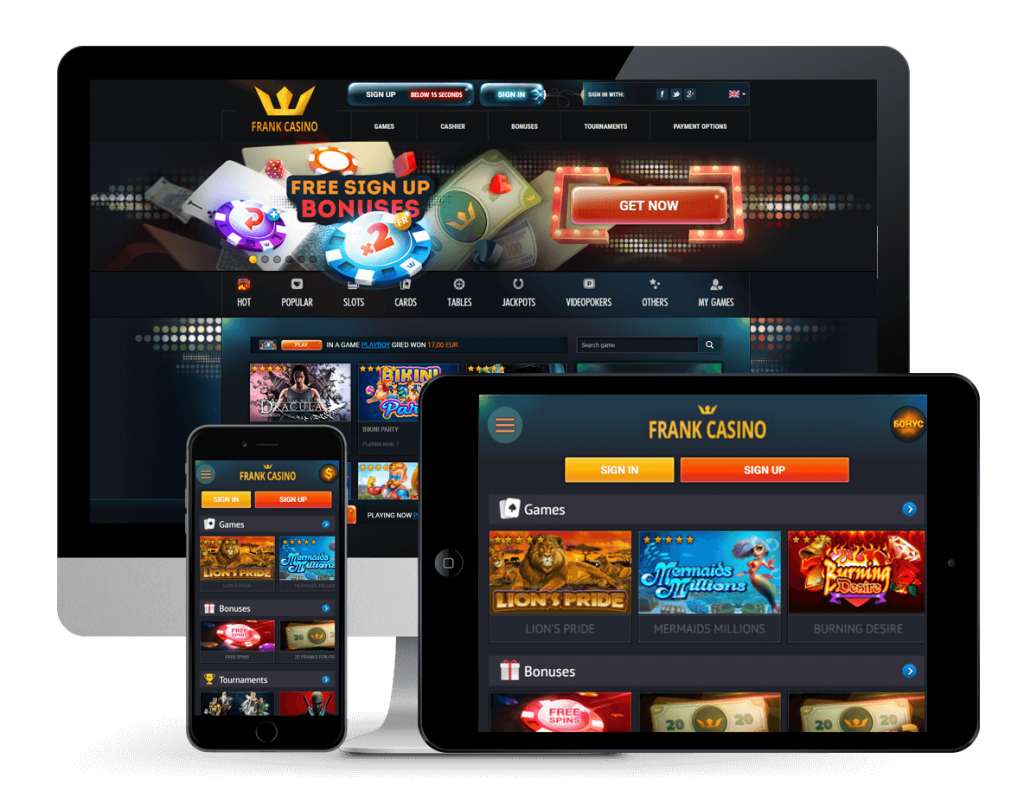 Играть на официальном сайте Франк Казино с мобильного телефона