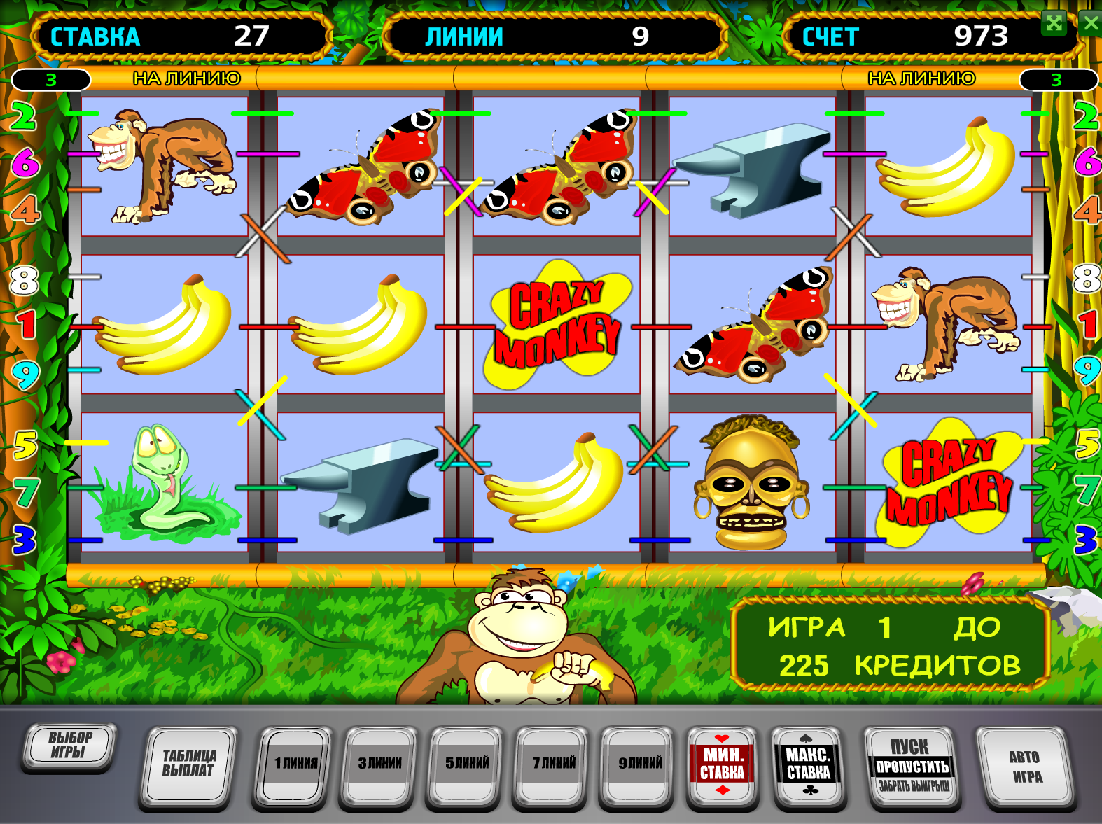Играть в игровой автомат Crazy Monkey бесплатно